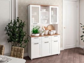 Буфет Катерини (дуб бельмунд/белое дерево) в Оби - ob.mebel-nsk.ru | фото