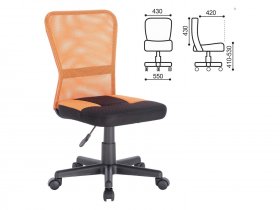 Кресло компактное BRABIX Smart MG-313, без подлокотников, комбинированное, черное/оранжевое в Оби - ob.mebel-nsk.ru | фото
