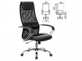 Кресло офисное BRABIX PREMIUM Stalker EX-608 CH, хром, ткань-сетка/кожзам, черное в Оби - ob.mebel-nsk.ru | фото