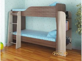 Кровать 2х ярусная без ящиков с полками в Оби - ob.mebel-nsk.ru | фото