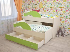 Кровать детская двухуровневая Радуга 80*160 в Оби - ob.mebel-nsk.ru | фото