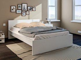 Кровать двуспальная 1,4м Леон СБ-3368 (белый) в Оби - ob.mebel-nsk.ru | фото