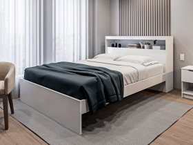 Кровать двуспальная 1,6м Бруклин СБ-3356 (белый) в Оби - ob.mebel-nsk.ru | фото