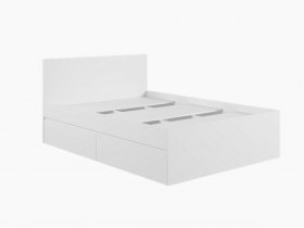 Кровать двуспальная с ящиками 1,4м Мадера-М1400 (белый) в Оби - ob.mebel-nsk.ru | фото
