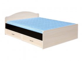 Кровать  двуспальная с ящиками 1,6м-1 (круглая спинка) в Оби - ob.mebel-nsk.ru | фото
