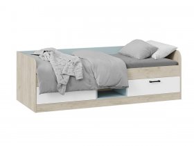 Кровать комбинированная «Оливер» Тип 1 401.003.000 (дуб крафт серый/белый/серо-голубой) в Оби - ob.mebel-nsk.ru | фото