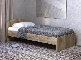 Кровать односпальная 80 с низкой спинкой (дуб крафт серый) в Оби - ob.mebel-nsk.ru | фото