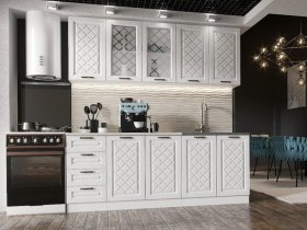 Кухонный гарнитур Агава 2,0 м (акация белая) в Оби - ob.mebel-nsk.ru | фото