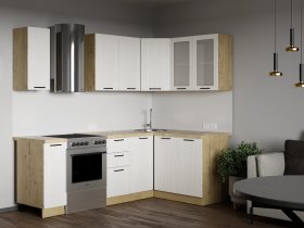 Кухонный гарнитур Gracia 1,4*2,3 м (снежное дерево/дуб бунратти) в Оби - ob.mebel-nsk.ru | фото