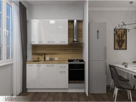 Кухонный гарнитур МДФ Выгодно и точка 1,5 м (белый глянец) в Оби - ob.mebel-nsk.ru | фото