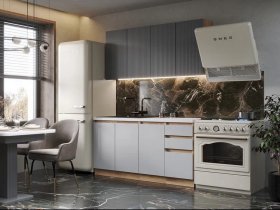 Кухонный гарнитур Ника 1,6 м (графит/серый софт) в Оби - ob.mebel-nsk.ru | фото
