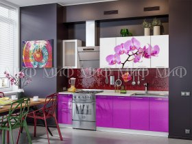 Кухонный гарнитур Орхидея (фиолетовый) в Оби - ob.mebel-nsk.ru | фото