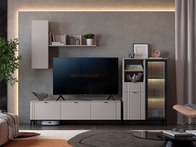 Модульная гостиная Рич (кашемир/фрапучино матовый/черный) в Оби - ob.mebel-nsk.ru | фото