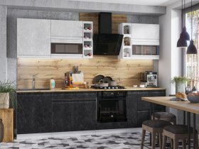 Модульная кухня Бруклин (белый/черный бетон) в Оби - ob.mebel-nsk.ru | фото