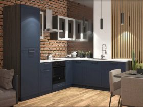 Модульная кухня Глэдис (тёмно-синий софт/корпус анкор темный) в Оби - ob.mebel-nsk.ru | фото