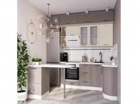 Модульная кухня Классика (песочное дерево/крымское дерево) в Оби - ob.mebel-nsk.ru | фото