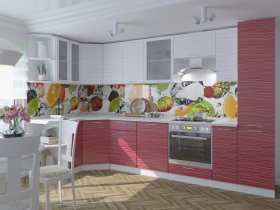 Модульная кухня «Валерия» (страйп белый/красный) в Оби - ob.mebel-nsk.ru | фото