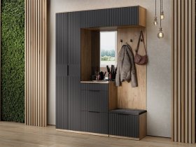 Модульная прихожая «Хилтон» (дуб крафт золотой/графит матовый) в Оби - ob.mebel-nsk.ru | фото