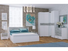 Модульная спальня Бьянка (белый/бетон) в Оби - ob.mebel-nsk.ru | фото