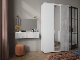 Модульная спальня Ливерпуль (белый/бетон светлый) в Оби - ob.mebel-nsk.ru | фото
