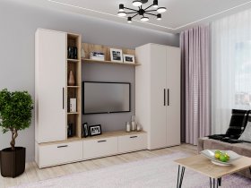 Модульная стенка Верона (сатин/дуб крафт серый) в Оби - ob.mebel-nsk.ru | фото