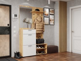 Прихожая Монтана (дуб крафт золотой/белый) в Оби - ob.mebel-nsk.ru | фото