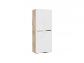Шкаф двухстворчатый для одежды «Фьюжн» (белый глянец/дуб делано) в Оби - ob.mebel-nsk.ru | фото