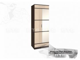 Шкаф двухстворчатый с зеркалом платяной-бельевой Сакура (BTS) в Оби - ob.mebel-nsk.ru | фото