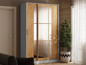 Шкаф-купе 1,4м «Стиль-2» (белый/дуб крафт золотой) в Оби - ob.mebel-nsk.ru | фото