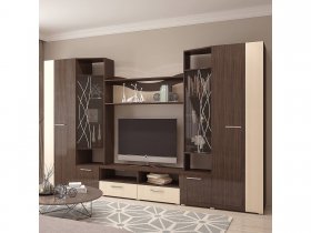 Стенка Гамма (дуб венге/дуб молочный) в Оби - ob.mebel-nsk.ru | фото