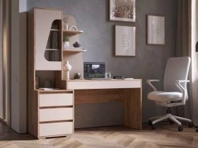 Стол компьютерный Пифагор (дуб вотан/кашемир) в Оби - ob.mebel-nsk.ru | фото
