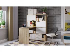 Стол письменный тип 7 (дуб сонома/белый ясень) в Оби - ob.mebel-nsk.ru | фото