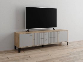 Тумба под ТВ Парус-10 (дуб крафт серый/серый) в Оби - ob.mebel-nsk.ru | фото