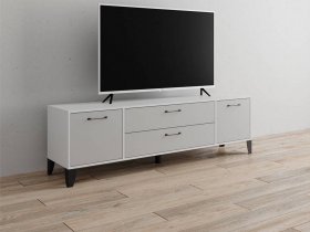 Тумба под ТВ Парус-13 (белый/серый камень) в Оби - ob.mebel-nsk.ru | фото