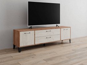 Тумба под ТВ Парус-13 (дуб крафт табачный/дуб крафт белый) в Оби - ob.mebel-nsk.ru | фото