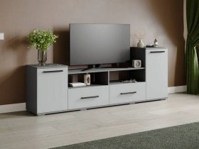 Тумба под ТВ Парус-2 (графит серый/серый камень) в Оби - ob.mebel-nsk.ru | фото